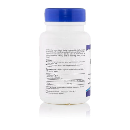 Supplement bottle with blue cap and label on a white background