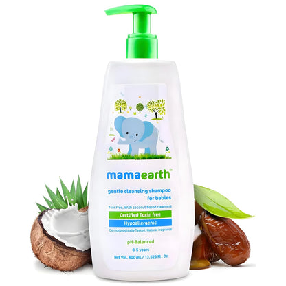 Mamaearth Gentle Cleansing Shampoo for Babies | Infused with Coconut, Jojoba Oil, Calendula Extract & Aloe Vera Extract | Tear-Free Natural Shampoo | 400 ml