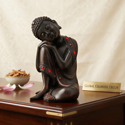 Buddha Idol Statue | Show Pieces for Home Decor Living Room (Antique Copper)