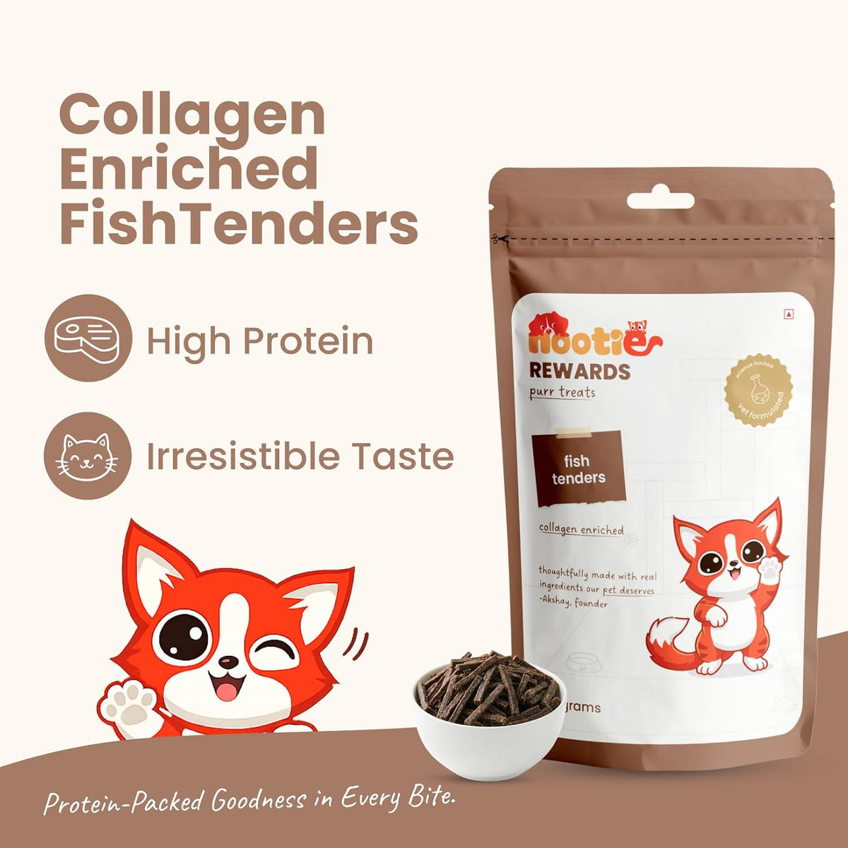 Nootie Purr Treats Fish Tenders Cat Treats, High Protein, 50g