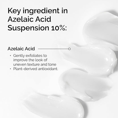 Azelaic Acid Suspension 10% with text on a white background