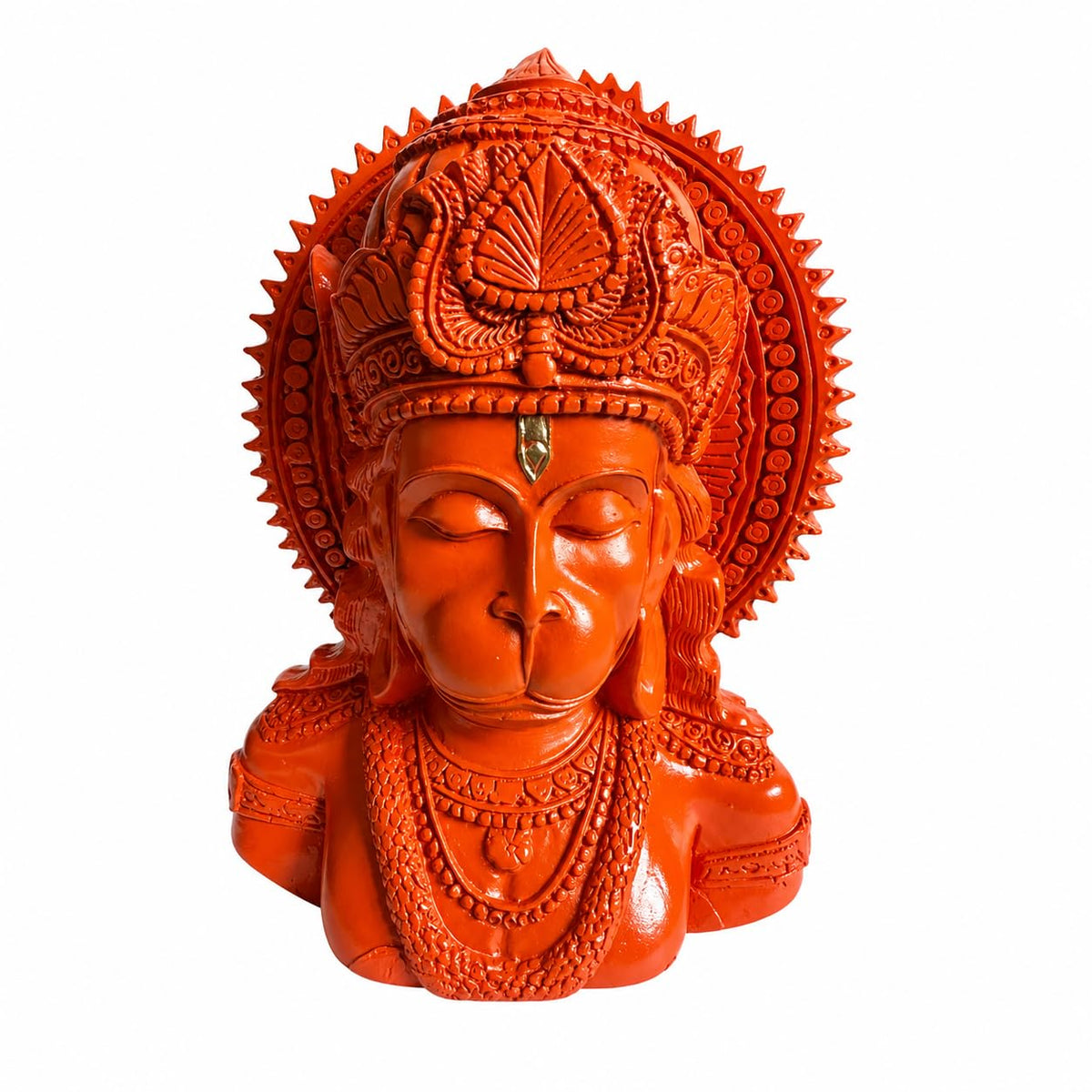 Lord Hanuman Ji Idol for Home Décor | Orange Hanuman Bust Statue with Intricate Detailing | Spiritual Decorative Showpiece for Temple, Living Room & Gifting