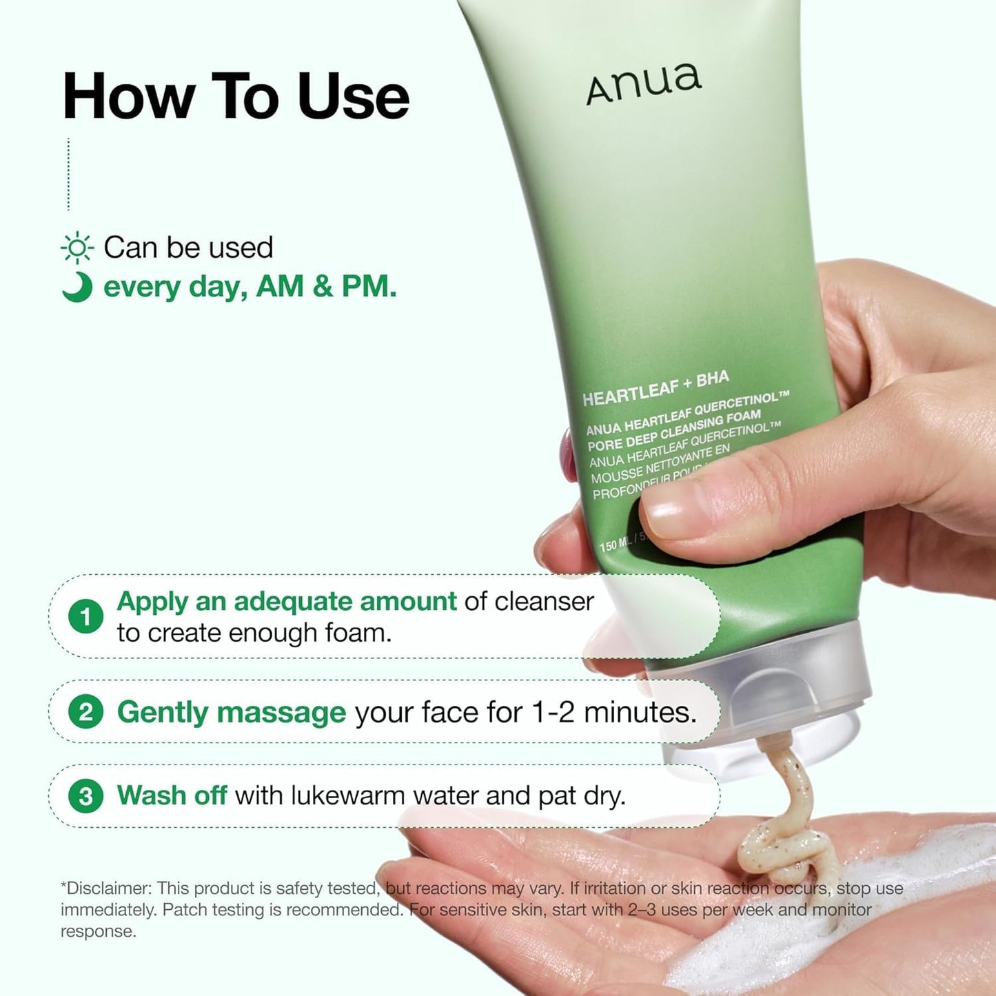 Anua Heartleaf Quercetinol Pore Deep Cleansing Foam, Facial Cleanser, for Double Cleansing, BHA, Hyaluronic Acid, Glycerin, Face Wash, Blackhead Remover, Korean Skincare