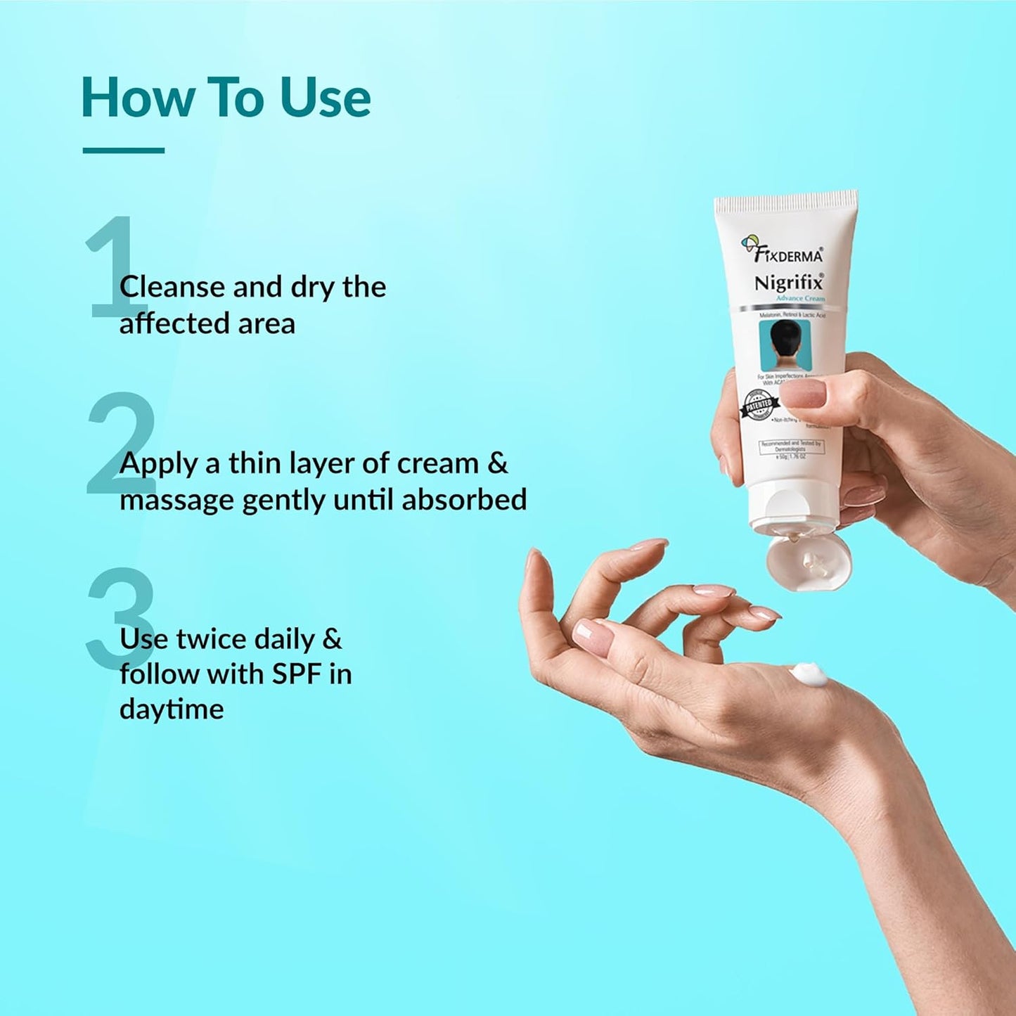 Fixderma Nigrifix Advance Cream for Acanthosis Nigricans with Melatonin, Retinol & Lactic Acid | For Dark Body Parts like Neck, Ankles, Knuckles, Armpits, Thighs & Elbows | Dermatologist Tested - 50g