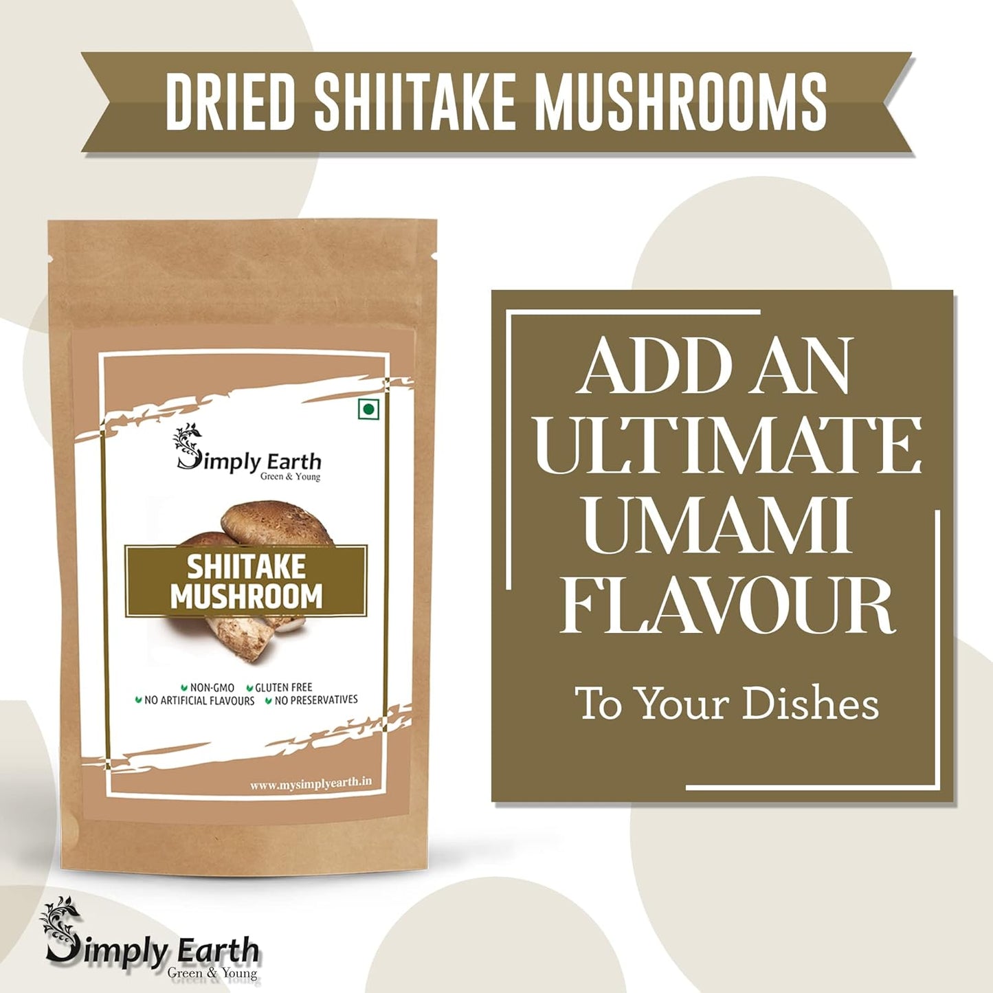 Simply Earth Premium Mushroom Extract Duo: 60g Lion's Mane (100% Pure) + 100g Shiitake Extract Powder - Natural Supplement for Heart, Brain and Immunity