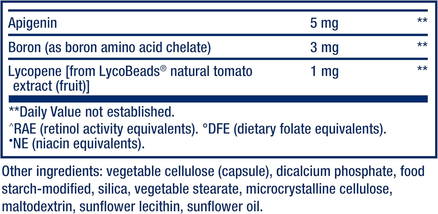 Nutritional label with ingredients and their amounts on a blue background
