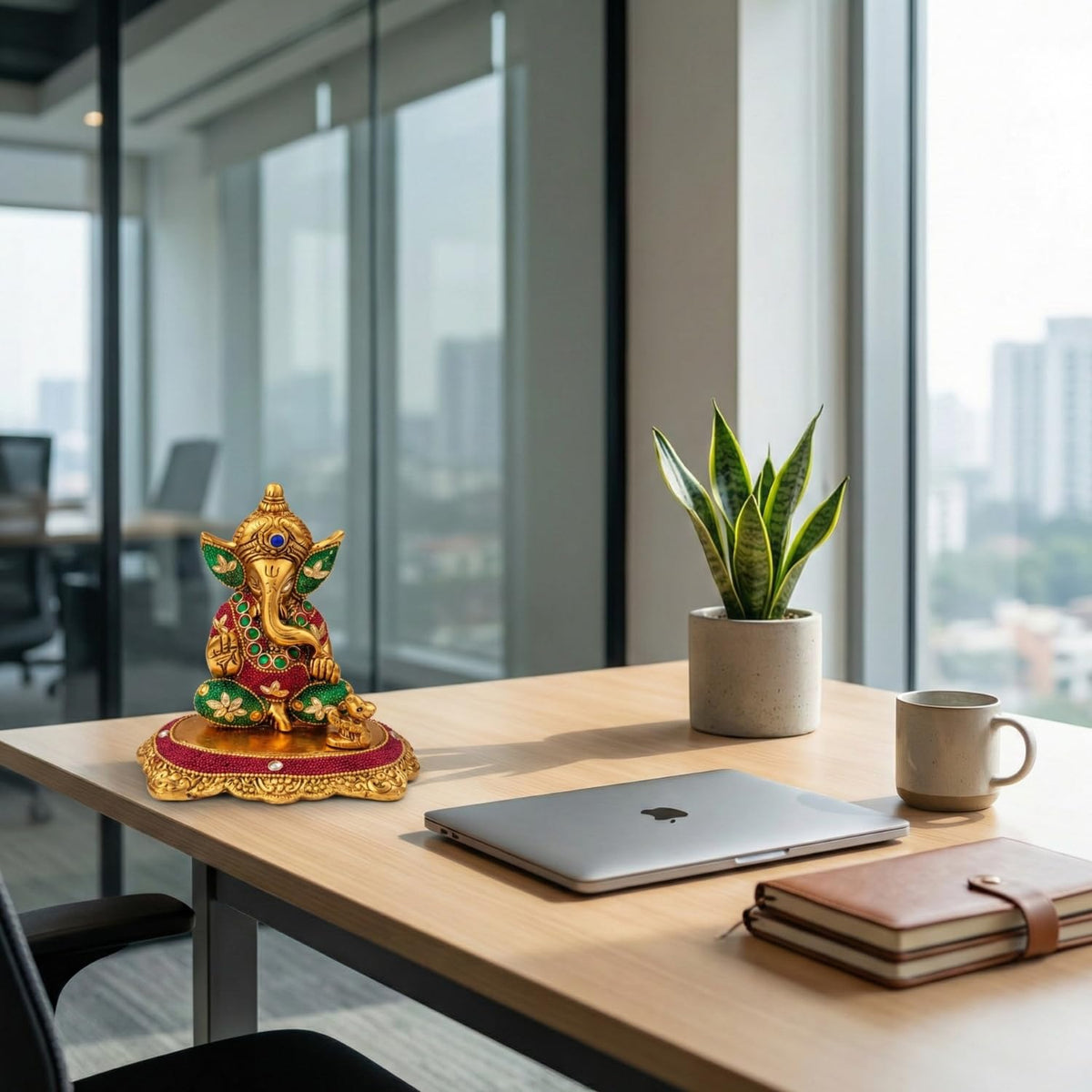 Kalakriti Metal Ganpati Idol with Mouse, 6 Inch Gold Finish Lord Ganesha Statue for Home Decor |Temple Office Hostel Desk, Hindu God Ganesh Vinayaka Decorative Showpiece for Living Room, Chua Ganesh