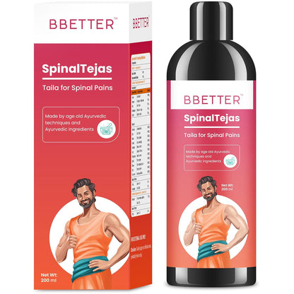 BBETTER Spinal Tejas Taila | Ayurvedic Oil for Cervical, Spinal & Back Pain Relief | Herbal Formula with Rasa Thailam & Karpooradi Thailam for Neck Stiffness, Muscle Relaxation & Mobility | 200ml
