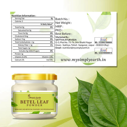 Simply Earth Organic Betel Leaf Powder | Paan Leaf Powder | Vetrilai | Banarasi Paan Powder - 100 GM