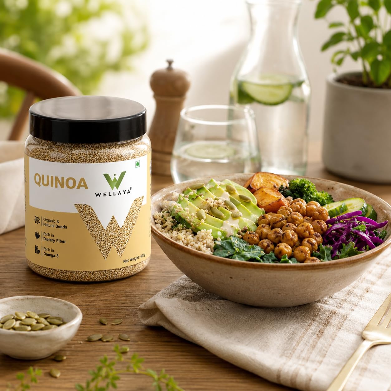 WELLAYA Quinoa Seeds | High Protein & Fiber Quinoa Seeds for Eating | Rich Nutrient Whole Grain | Healthy Food