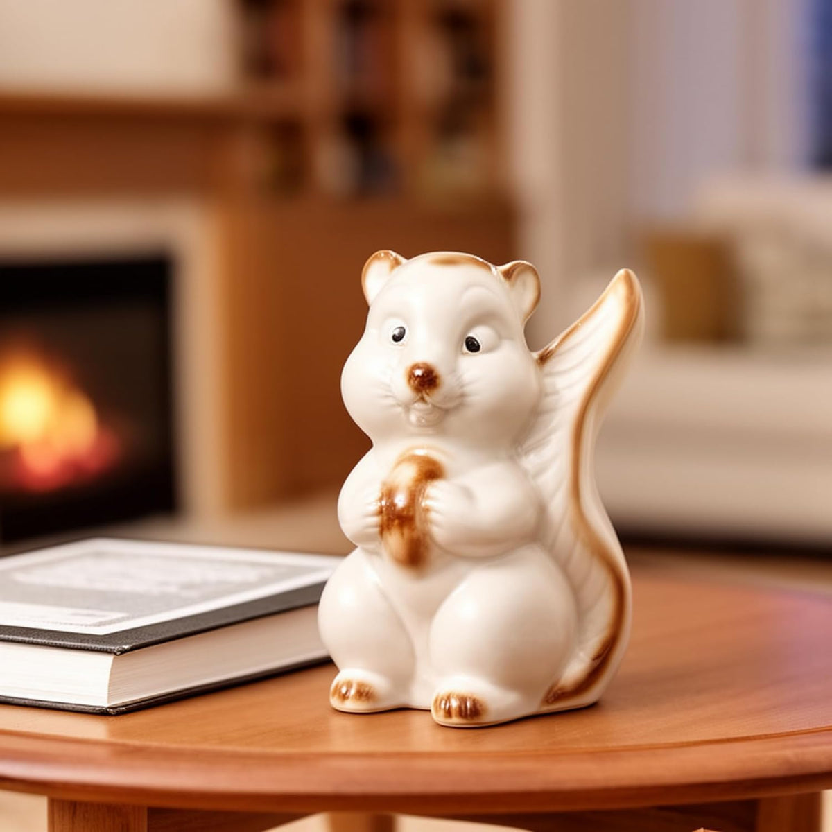 Chiku the Squirrel White Ceramic Figurine showpiece Artifact Abstract Animal Statue for Indoor, Home, Office Decor, (L - 11.5 X W - 11 X H - 15.5 cm)