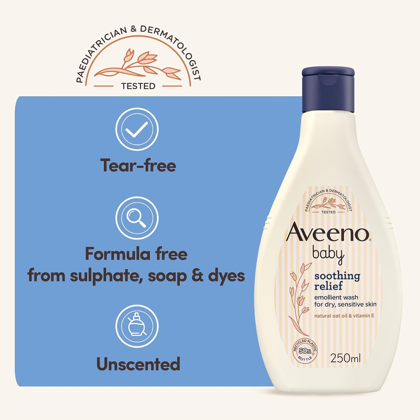 Aveeno Baby Cream Soothing Relief Emollient Wash 250 Ml