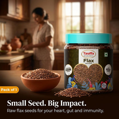 Tauffa Flax Seeds 250g | Omega 3 Rich Superfood Seeds | High Fiber & Protein | Gluten Free Vegan Seeds for Smoothies, Salads, Baking & Daily Nutrition