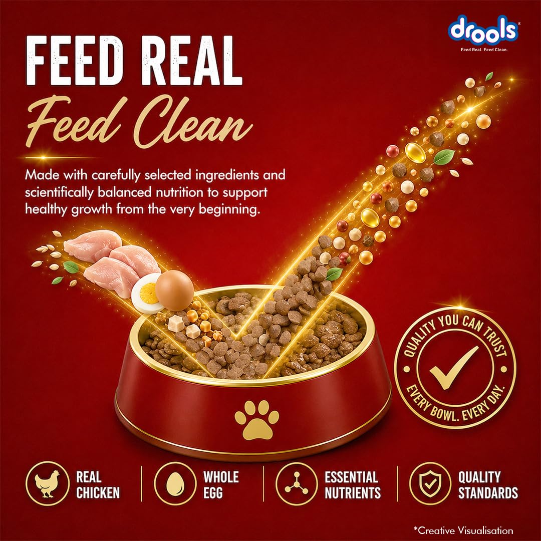 Drools Puppy Dry Dog Food 1kg | Meat and Milk Flavour | Supports Healthy Brain Development and Cognitive Function | Antioxidants | Chelated Minerals | Better Bioavailability of Minerals