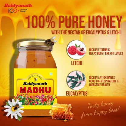 Baidyanath Madhu - 500g | No Sugar Adulteration |Natural Immunity Booster & Antioxidant Powerhouse| Weight Management, Cough Relief, Natural Honey & Sore Throat Relief