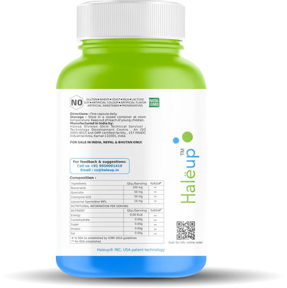 Haleup USA 99% Liposomal Spermidine Trihydrochloride with Resveratrol| For Healthy Ageing | Autophagy| Cell Renewal | Immunity| Skin and Hair | Cognitive Support (1 pack X 60s count)
