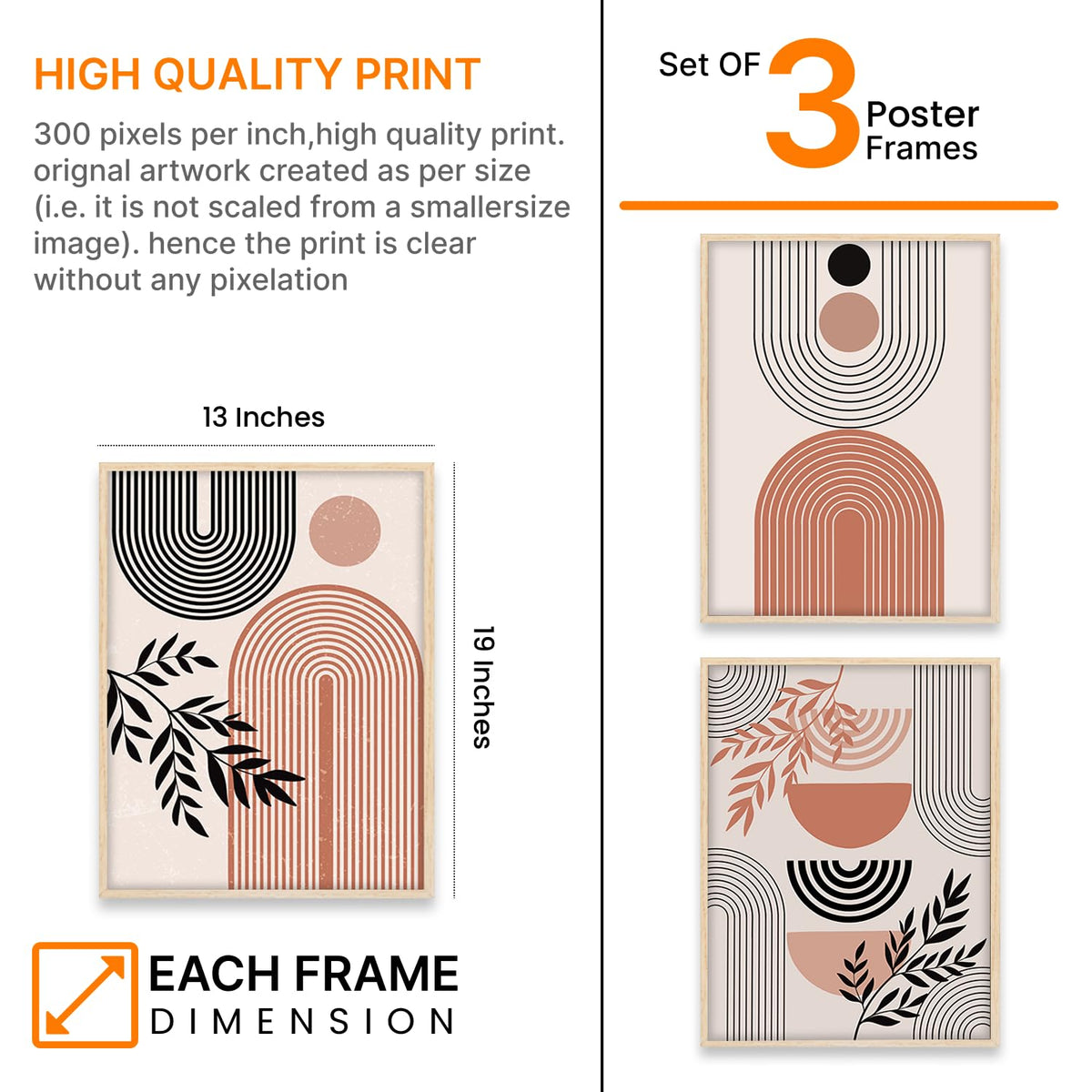 Boho Painting for Wall Decoration - Modern Art Wall Decor Framed Painting for Living Room Bedroom - Framed Wall Posters/Paintings with Frame (Boho 4, 13x19 inch)