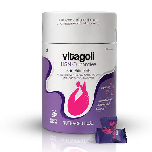 Hair, Skin & Nail Gummies for Women | With Ketricho, Biotin, Sea buckthorn, Grape Seed, Brahmi & Multivitamin |Zero Sugar | Supports Stronger Hair, Glowing Skin & Healthy Nails | 30 Gummies