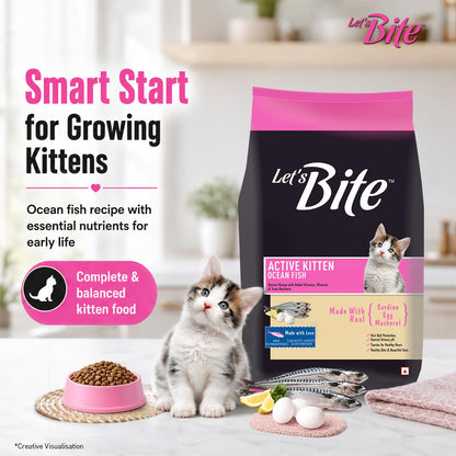 Let's Bite Active Kitten Dry Cat Food, 400 gm Pack