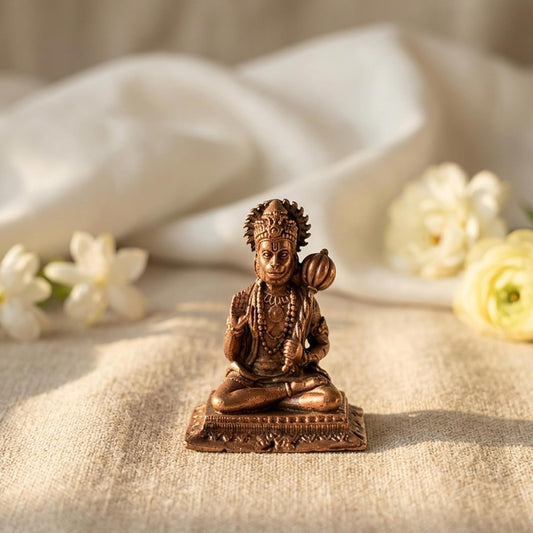 Pure Copper Hanumanji (Bajrangbali) Murti | Handcrafted Copper Idol for Pooja Room, Vastu Decor | Traditional & Auspicious Religious Hindu God Showpiece & Gift Item | 50gm (4.5x3.5 cm)