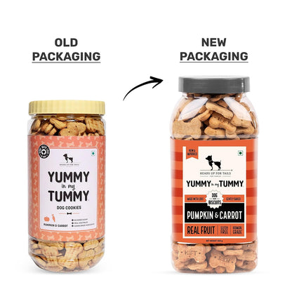Yummy in My Tummy by HUFT Pumpkin & Carrot Dog Biscuits – 800 gm | Vegetarian Crunchy Treats for Dogs | Healthy Training Snack | Easy to Digest | Suitable for All Life Stages & All Breeds Dogs