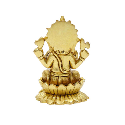 2.7 Inch Pure Brass Kamal Ganesh Idol | Lotus Seated Lord Ganesha Murti for Home Temple, Office Desk, Spiritual Décor, Diwali & Auspicious Gifting