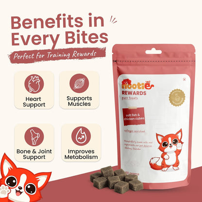 Nootie Purr Treats Soft Fish & Chicken Cubes Cat Treats, 50g
