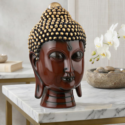 Buddha Idol Statue | Show Pieces for Home Decor Living Room (Maroon Golden)