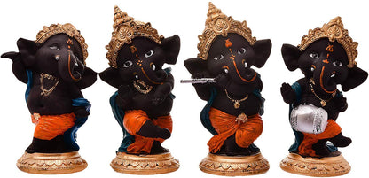 Ganesha Figurines Set | Handcrafted Ganpati Idols for Table Decor & Gifting