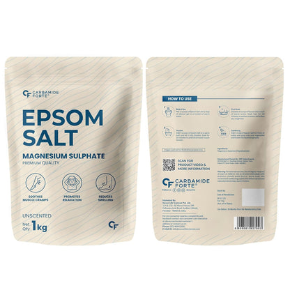 Carbamide Forte Epsom Salt for Foot & Bath 1kg | Magnesium Sulphate Crystals for Relaxing Bath, Foot Soak & Garden Use | Epsom salt for Pain Relief Foot & Muscle Relaxation