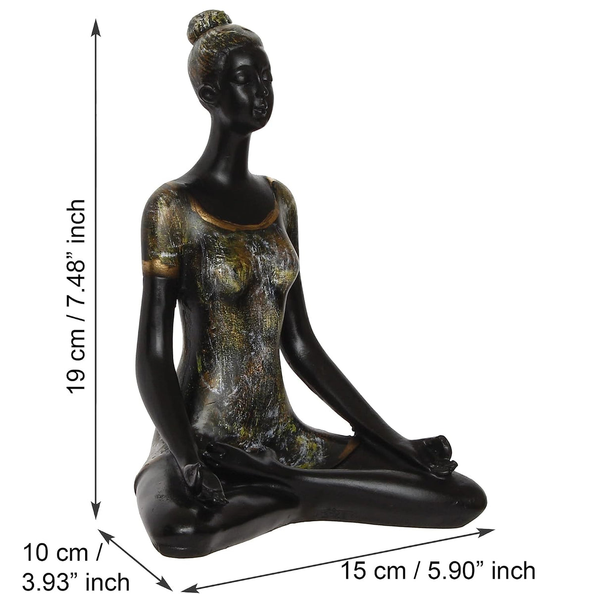 Grey Black Resin Woman in Sukhasana Easy Pose | Yoga Woman Statue Showpiece for Home Decor Living Room Bedroom Office Yoga Studio | Womens Day Gift for Ladies | Birthday Gift for Women