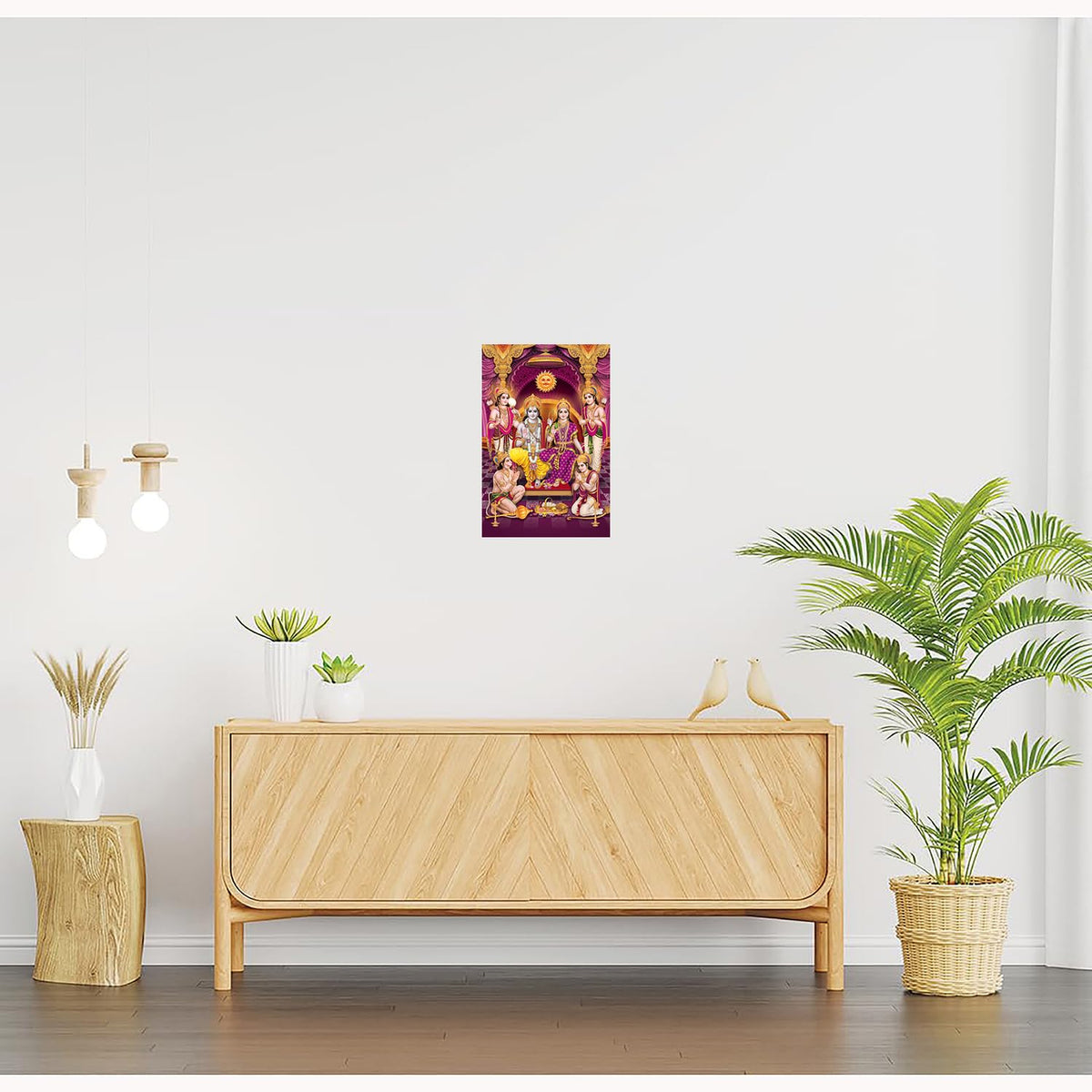 Ram Darbar Paintings for Living room, Ram Darbar Poster Big Size with Sparkle Coated Lamination - 2112 (Self Adhesive) 18x24 Inch