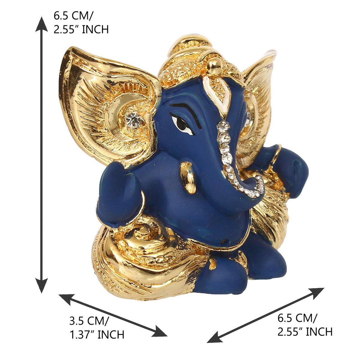 Golden Blue Lord Ganesha Idol for Home Decor Car Dashboard Office Temple | Ganesha Statue | Ganesh Ganpati Murti Gift for Diwali Housewarming Birthday