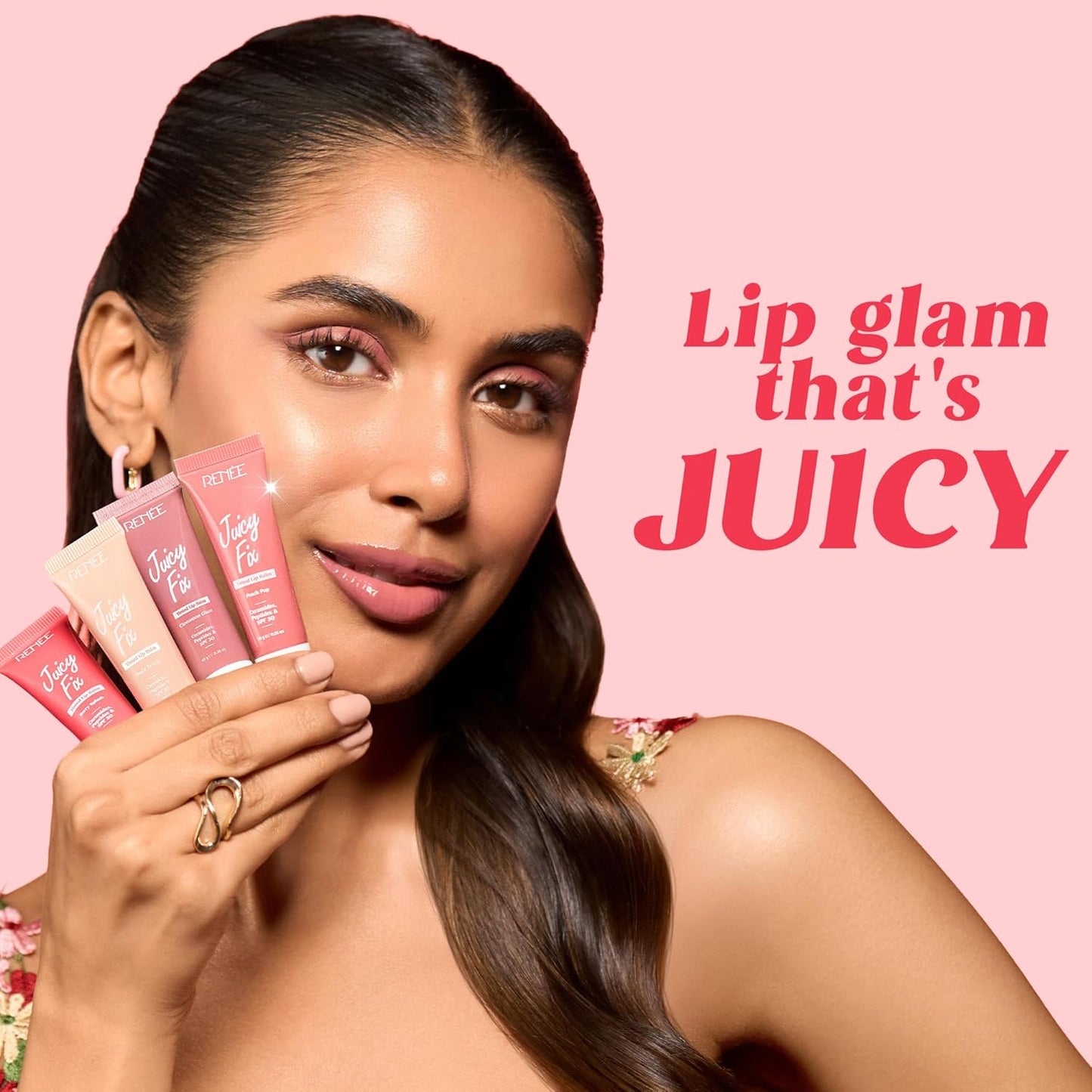 RENEE Juicy Fix Tinted Lip Balm- Sugar Drizzle | Shiny, Glossy Finish | Protects Lips With SPF 30 | Repairs & Nourishes Dry, Flaky Lips | With Peptides, Ceramides & Hyaluronic Acid | 10 g