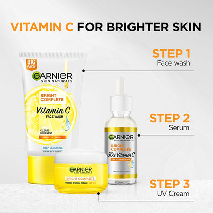 Garnier Skin Naturals Bright Complete Vitamin C Serum UV Cream, Vitamin C Day Cream for Sun Protection and Skin Brightening - Suitable For all Skin Types, 45g