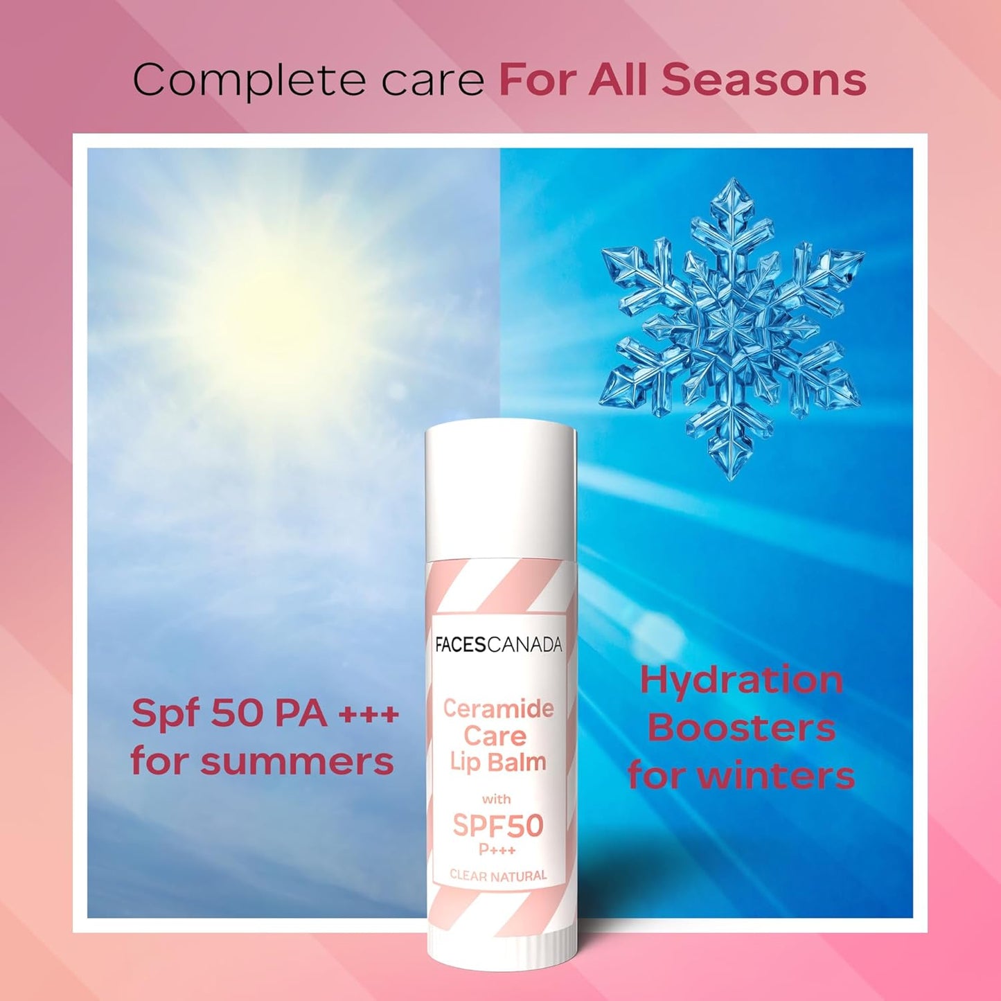 FACES CANADA Ceramide Care Lip Balm - Watermelon Swirl 03, 4 gm | Tinted Lip Balm | SPF 50 PA +++ Protection | Hydrates Dry & Chapped Lips | Prevents Pigmentation | Repairs Lip Barrier | With Hyaluronic Acid & Shea Butter Infused