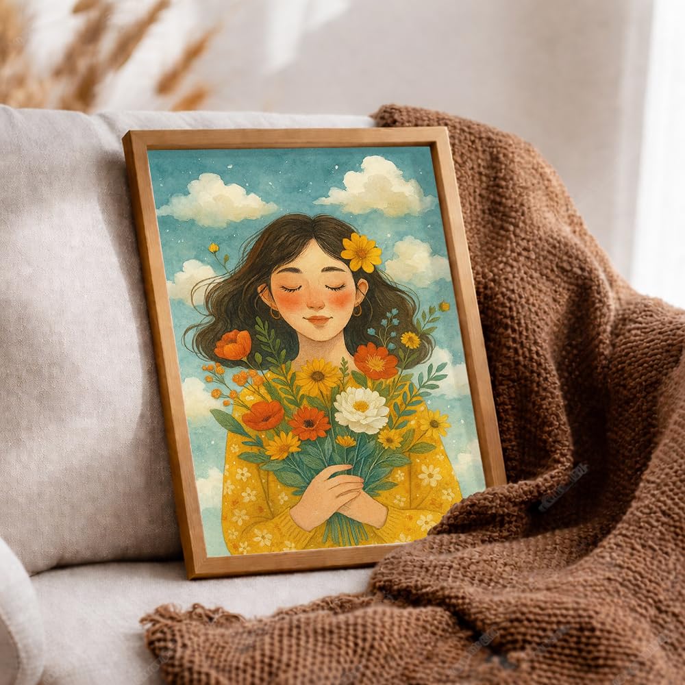 Boho Wall Painting for Bedroom & Paintings for Living Room Wall Decor - (10.5x13.5 Inchs, Wall Art Paintings)