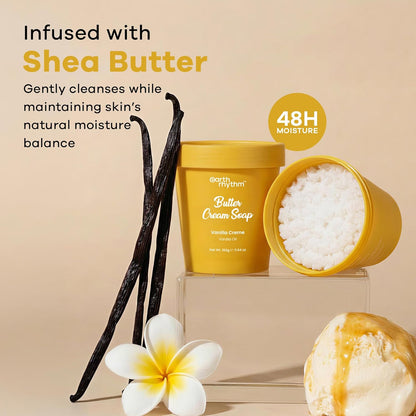 Earth Rhythm Butter Cream Soap, 48H Moisture, Gentle Cleanse, No Sulphates, No Phthalates – Vanilla Creme