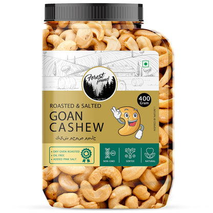 Forest Found Oven Roasted Cashews | Premium W320 Grade Whole Kaju Dry, Oil-Free & Low Sodium | Crunchy Healthy Vegan Snack - Gluten-Free | Cashew Nuts