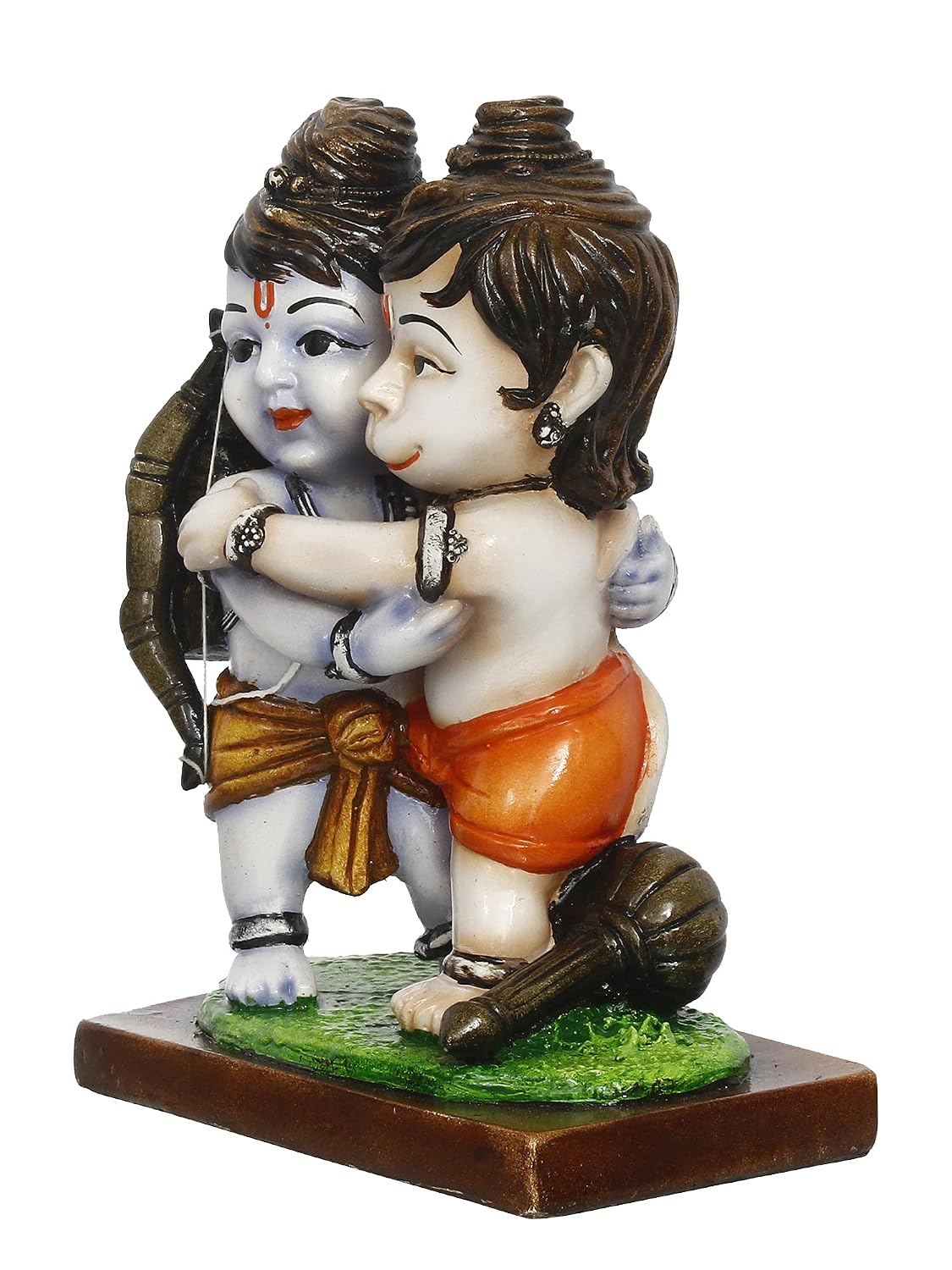 Handcrafted Polyresin Lord Ram Hugging Lord Hanuman Idol - Auspicious Religious Statue for Devotees and Spiritual Seekers - Ideal for Home, Office, Or Temple Decor