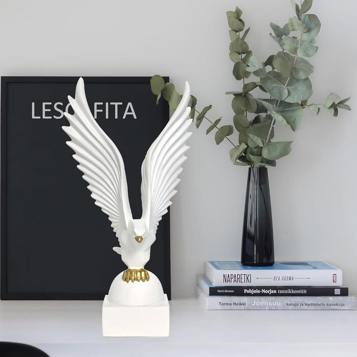 Resin Big Eagle Statue for Home and Office Decor | Aesthetic Showpiece and Decorative Sculpture | 6X6X25 CM