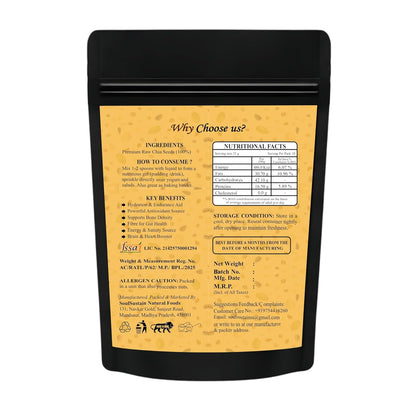 Chia Seeds Raw Superfood Omega‑3 ALA Rich, High Fiber Nutrition, Plant Protein Boost, Gut Health Support, Diet Friendly, Smoothies & Puddings, Baking & Meal Toppers, Seeds for Daily Use