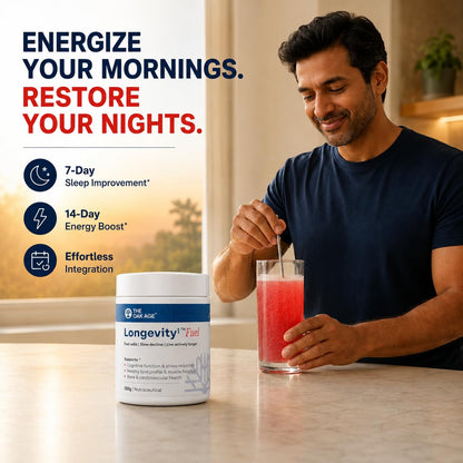 The Oak Age Longevity Supplement Powder| 10 Proven Ingredients in 1 Daily Scoop| Supports Sleep, Energy, Skin Hydration & Heart Health| Glycine, Taurine, AstaReal Astaxanthin, Vitamin D3 & K2| Fruit Punch Flavour