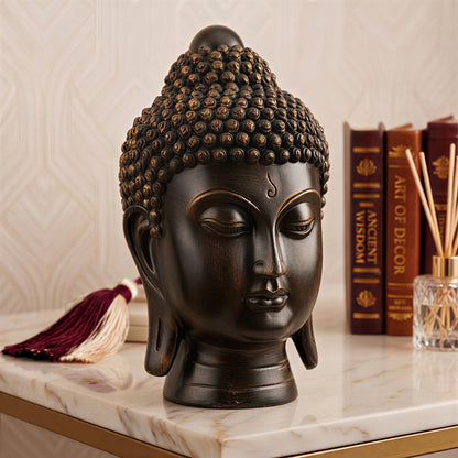 Buddha Idol Statue | Show Pieces for Home Decor Living Room (Antique Golden)
