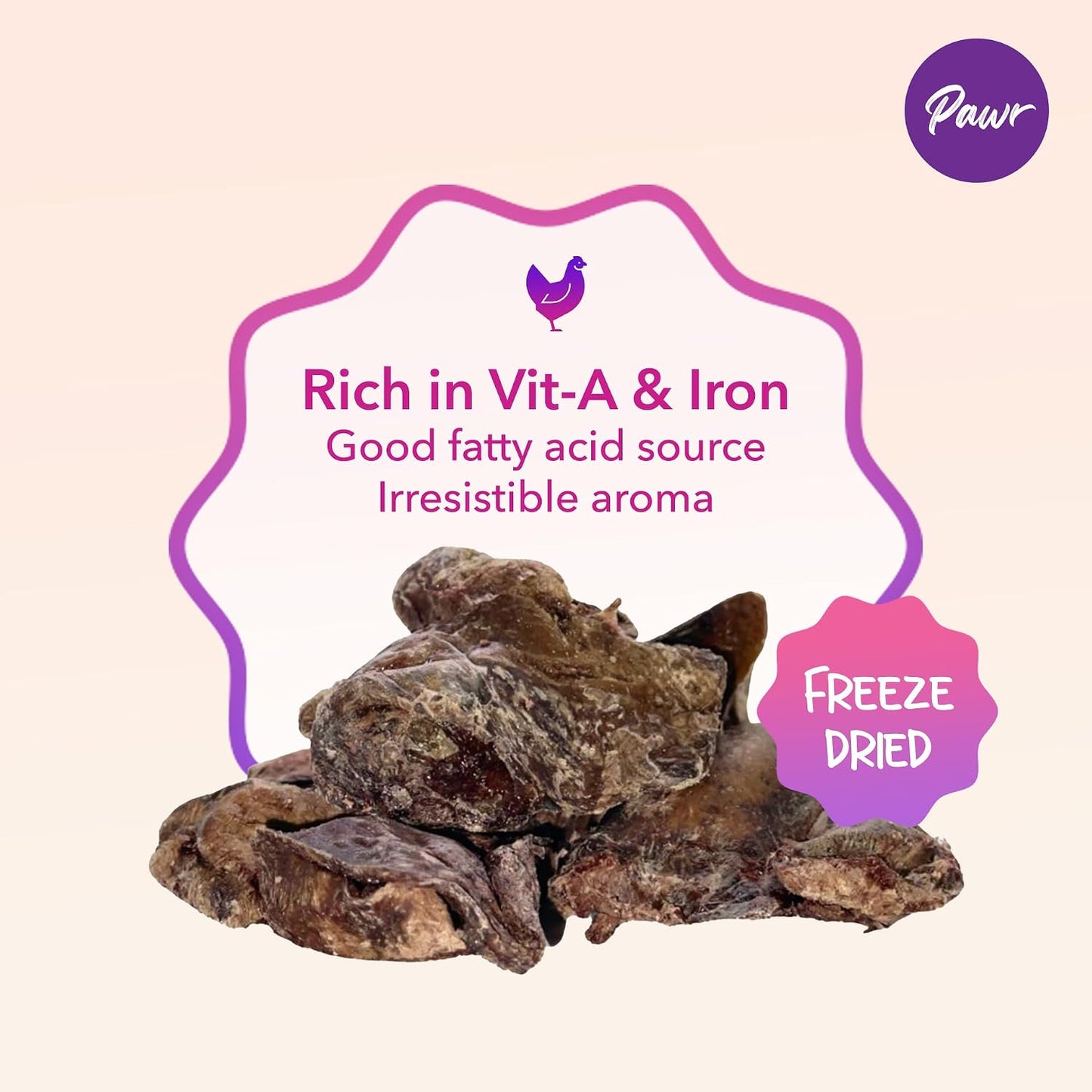 Pawr4Cats | Chicken Livers Zoomy Treats | Freeze-Dried | Rich in Iron & Vitamin-A, Vitamin B12 | No Preservative | Use as Treat or Food Topper | 45 GMS
