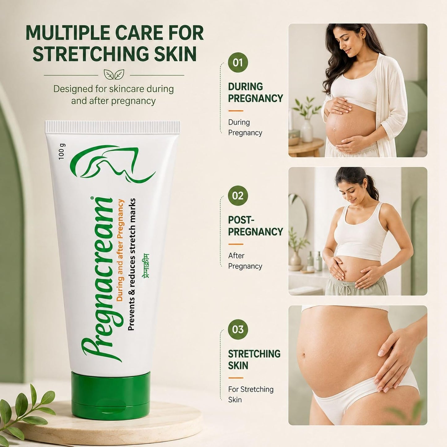 Pregnacream Stretch Mark Cream for Pregnancy & Post Pregnancy, 100g