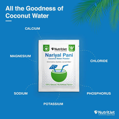 NutritJet Tender Coconut Water Powder For Hydration & Energy Nariyal Pani With No Artificial Colours,Made Using Young Coconuts & Tastes Just Like Real Tender Coconut Water Fresh (Pack Of 30)