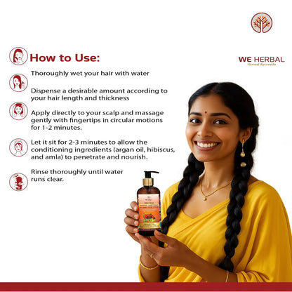 WE HERBAL 2-in-1 Natural Shampoo + Conditioner | Ayurvedic Care for Stronger, Smoother Hair | With Bhringraj, Amla & Argan Oil | Sulphate-Free | 300ml