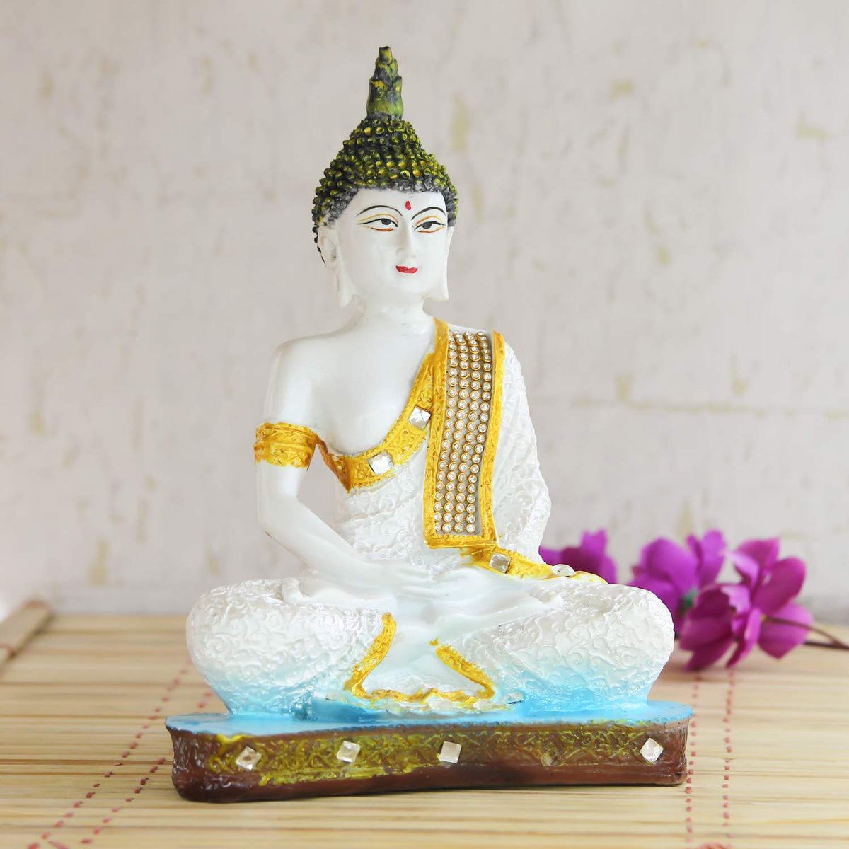 Buddha Statue (15 cm x 10 cm x 27 cm, White)
