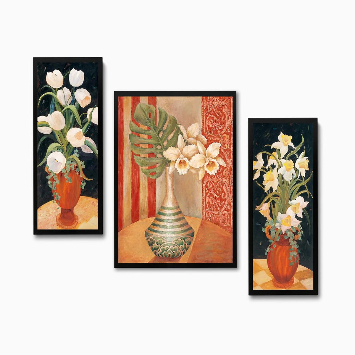 Wall Painting Frames For decor, Pictures Frame For Living Room, Home Decoration, Bedroom, Set of 3, 1pc- 23 x 30 cm, 2pc- 12.5 x 30 cm (Design 7)